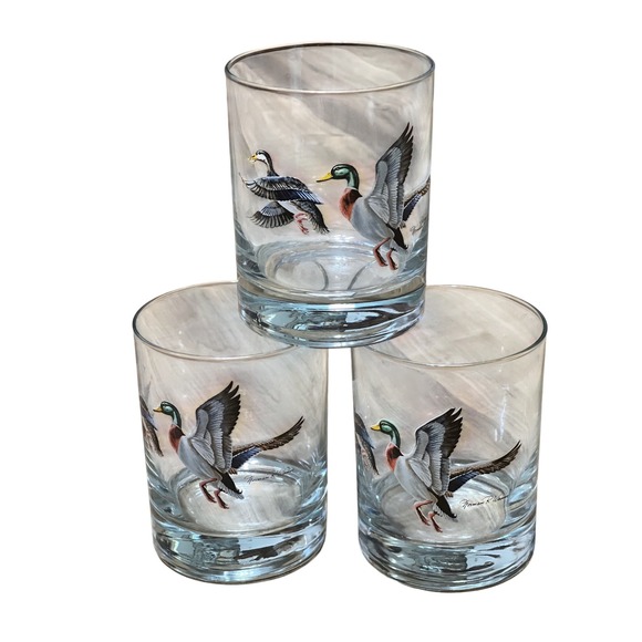 Norman R. Adams Other - Norman R Adams Mallard Duck Whiskey Glasses Set of 4 Vintage Rocks Lowball Glass